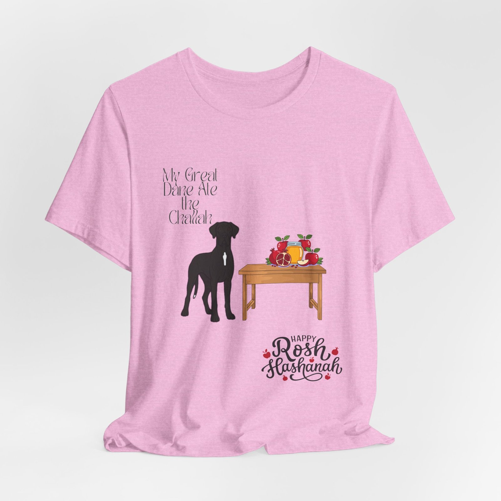 Black with white chest snip Great Dane Rosh Hashanah Dog T-Shirt up to 5xl - Image 44