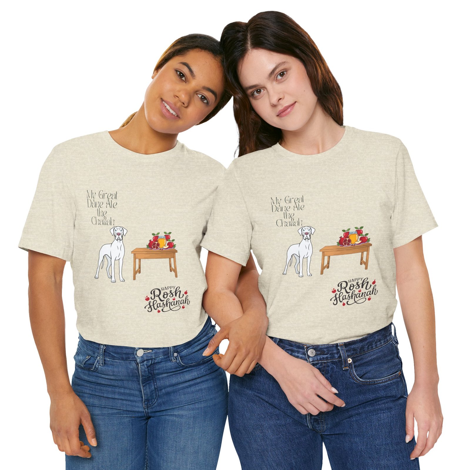 White Great Dane Rosh Hashanah Dog T-Shirt up to 5xl - Image 51