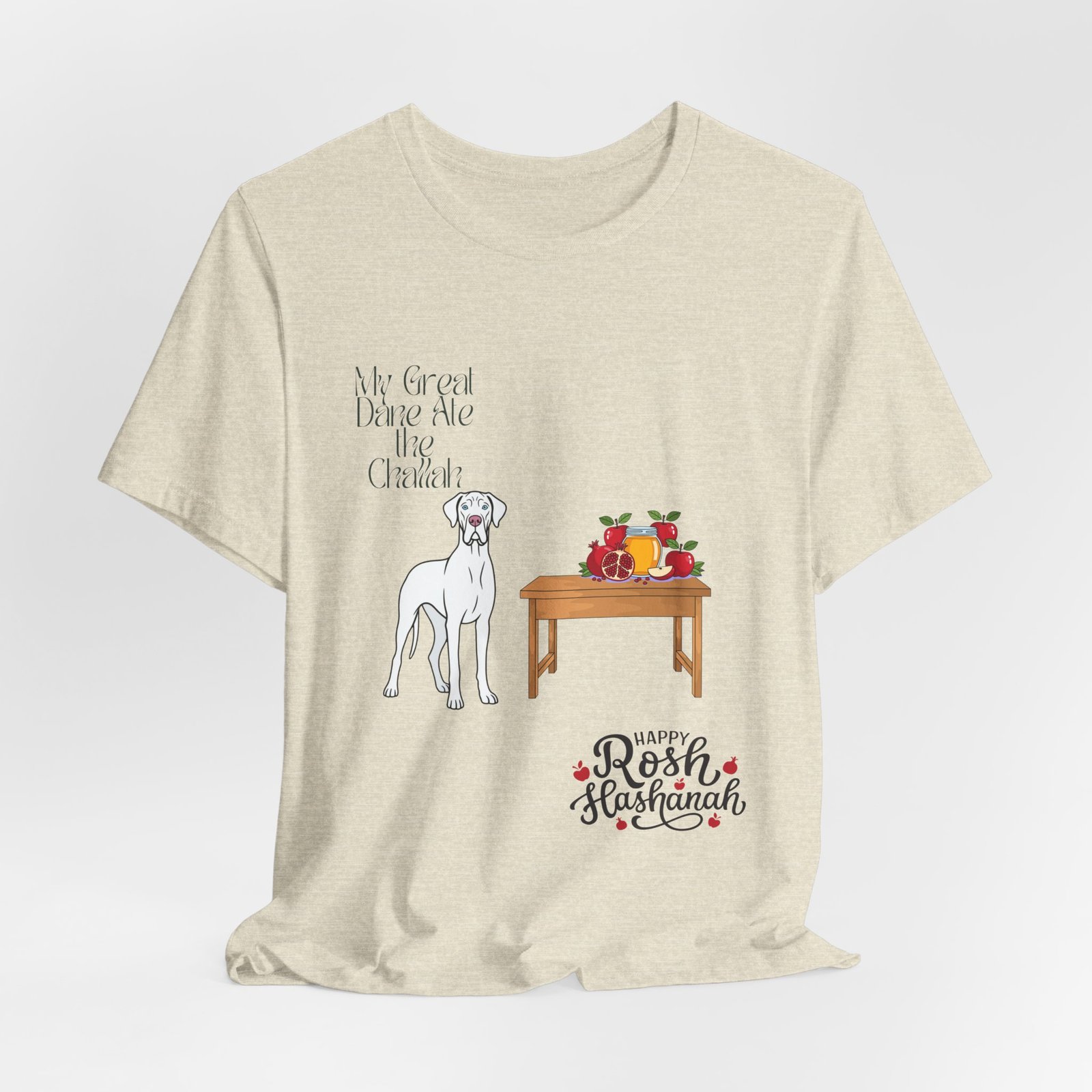 White Great Dane Rosh Hashanah Dog T-Shirt up to 5xl - Image 50