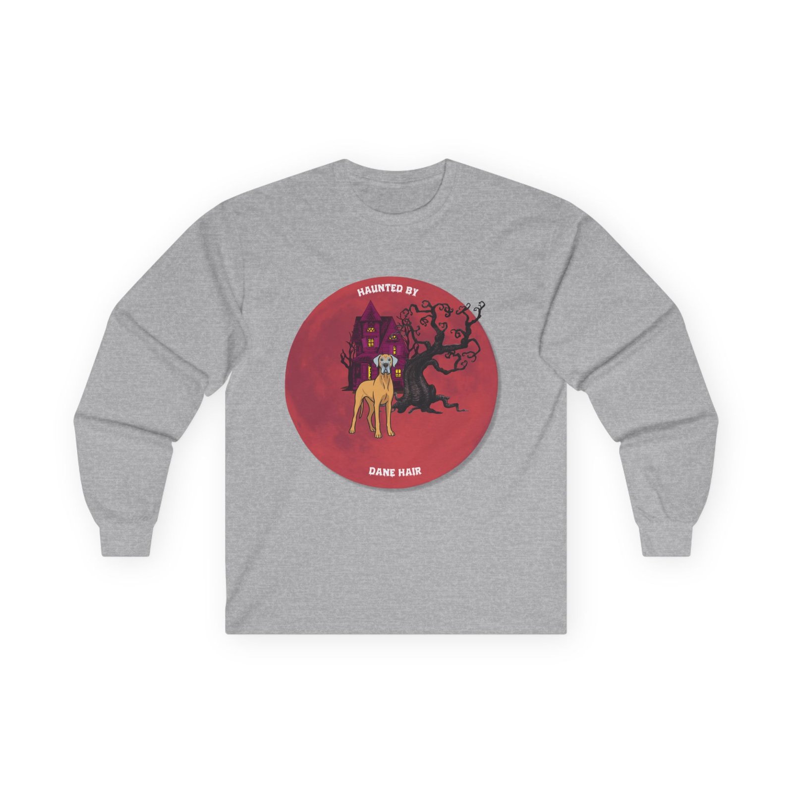 Blue Fawn Great Dane up to 5xl - Haunted by Dane Hair Unisex Long Sleeve Tee - Image 13