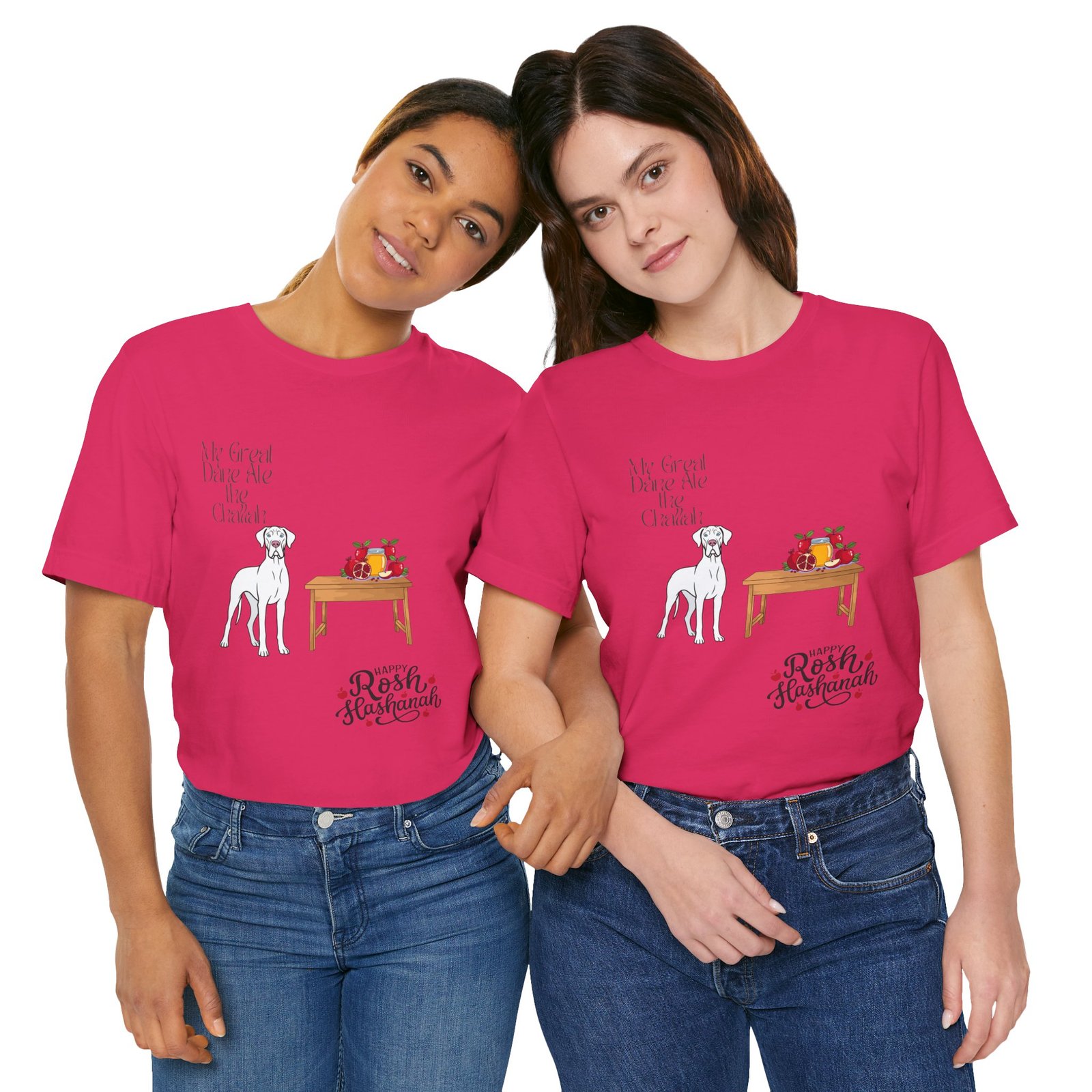 White Great Dane Rosh Hashanah Dog T-Shirt up to 5xl - Image 40