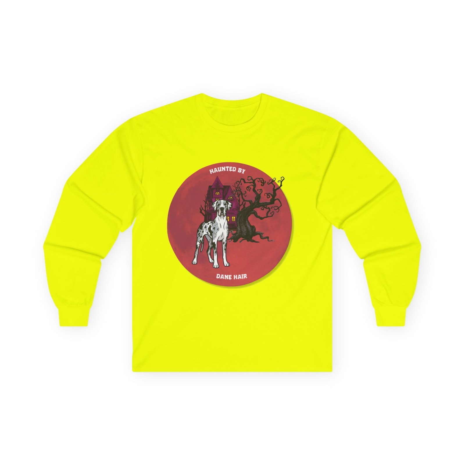 Merlequin with white chest Great Dane up to 5xl - Haunted by Dane Hair Unisex Long Sleeve Tee - Image 29