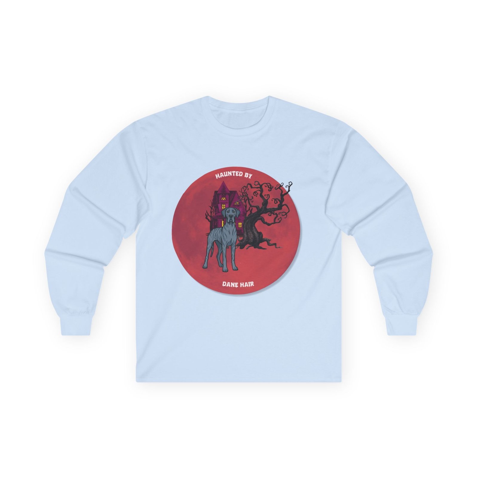 Blue Brindle Great Dane up to 5xl - Haunted by Dane Hair Unisex Long Sleeve Tee - Image 41