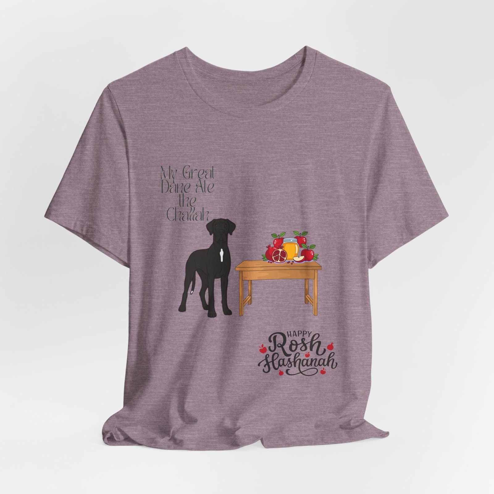 Black with white chest snip Great Dane Rosh Hashanah Dog T-Shirt up to 5xl - Image 54