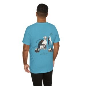 White with Blue Eyes Great Dane African-American Man Illustrated Tee — "Men + Great Danes" Graphic T-Shirt