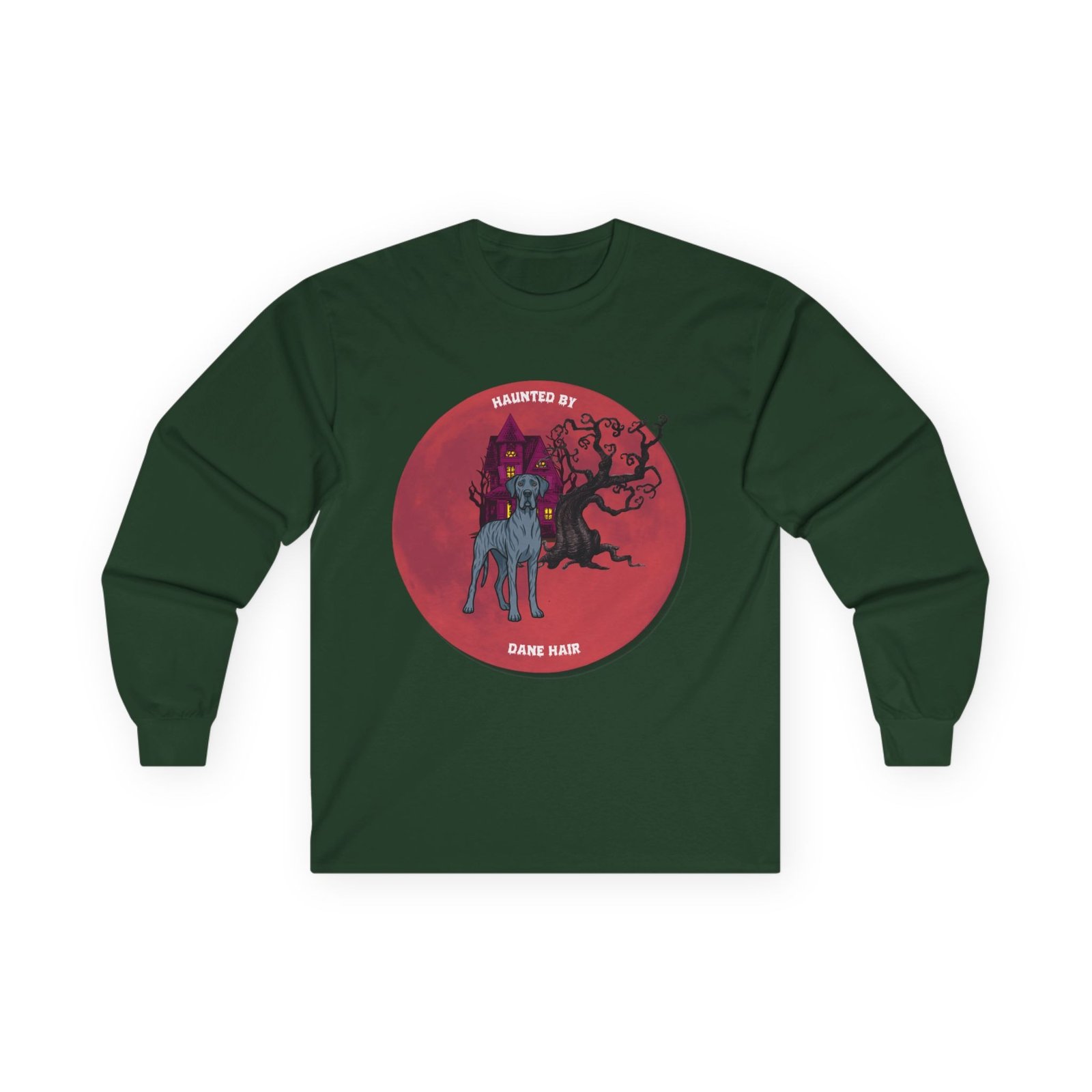 Blue Brindle Great Dane up to 5xl - Haunted by Dane Hair Unisex Long Sleeve Tee - Image 29
