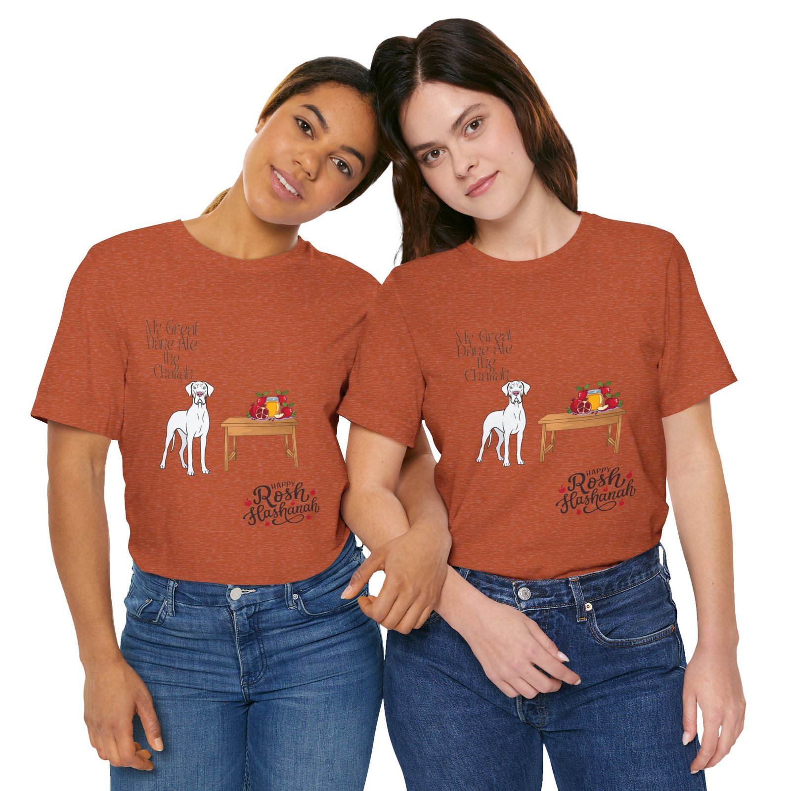 White Great Dane Rosh Hashanah Dog T-Shirt up to 5xl