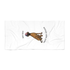 Brindle Great Dane Beach Towel —  'Nap Dept' & 'Great Dane Division' Labor Day