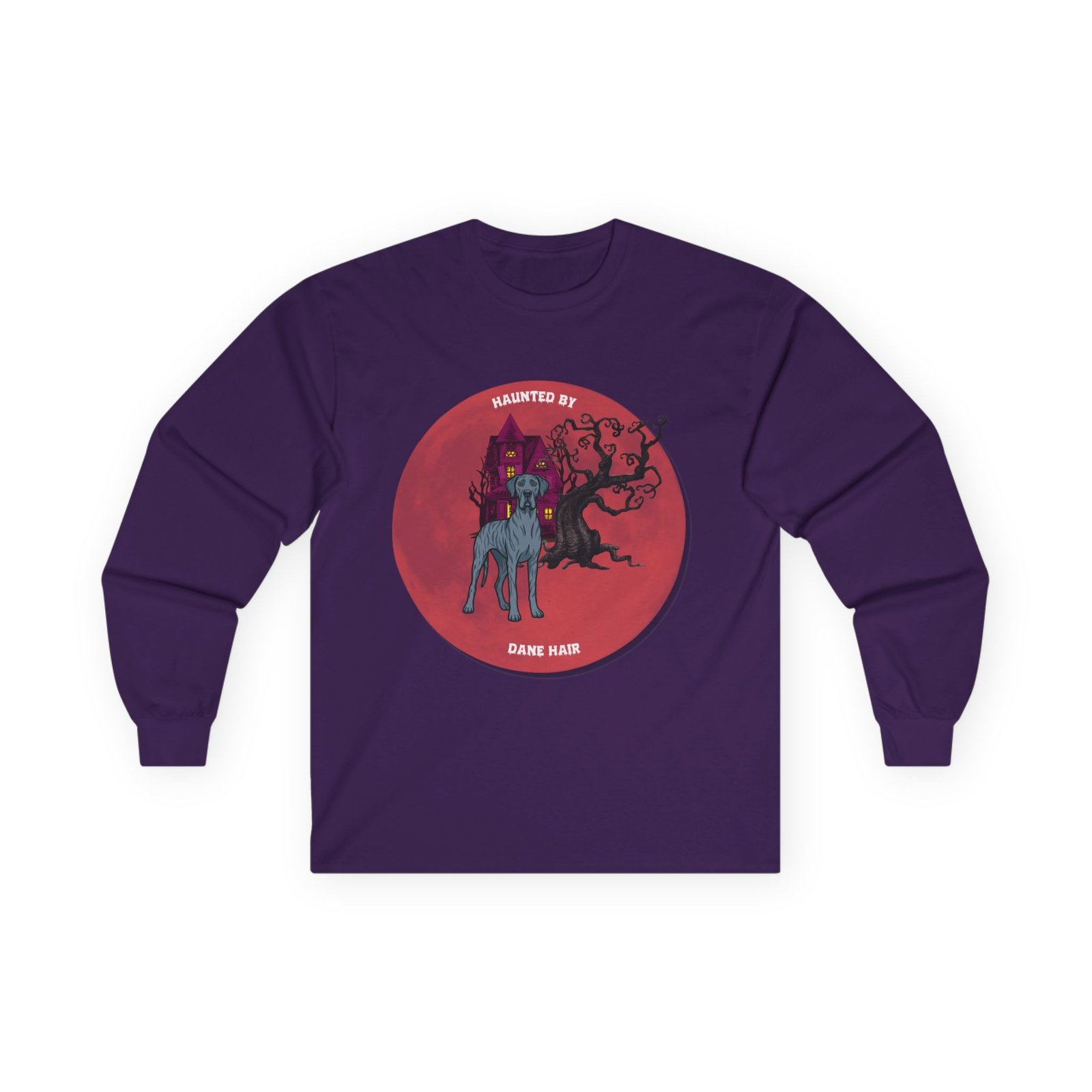 Blue Brindle Great Dane up to 5xl - Haunted by Dane Hair Unisex Long Sleeve Tee - Image 57
