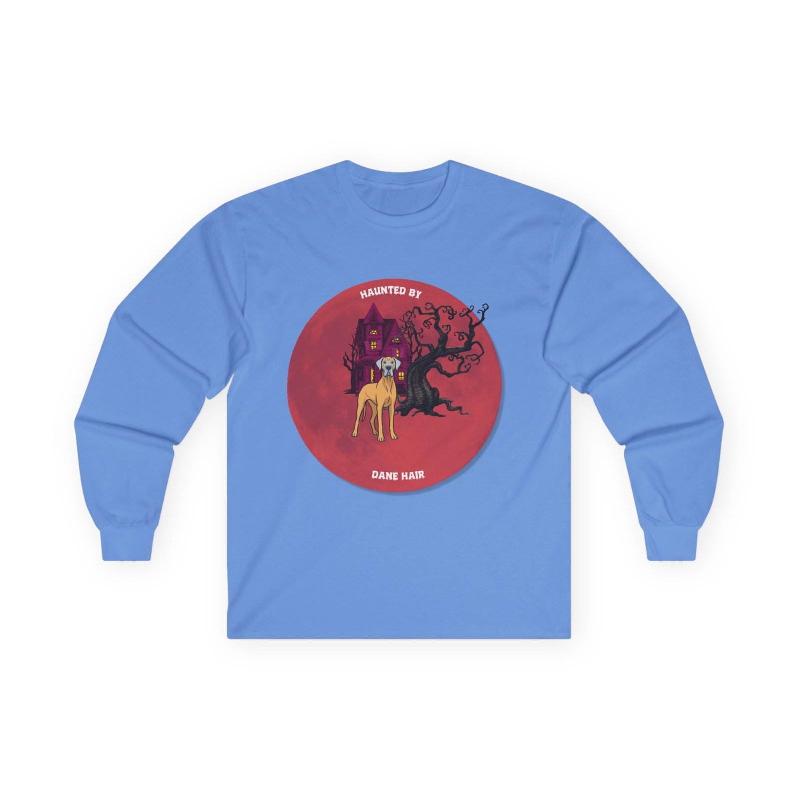 Blue Fawn Great Dane up to 5xl - Haunted by Dane Hair Unisex Long Sleeve Tee - Image 45